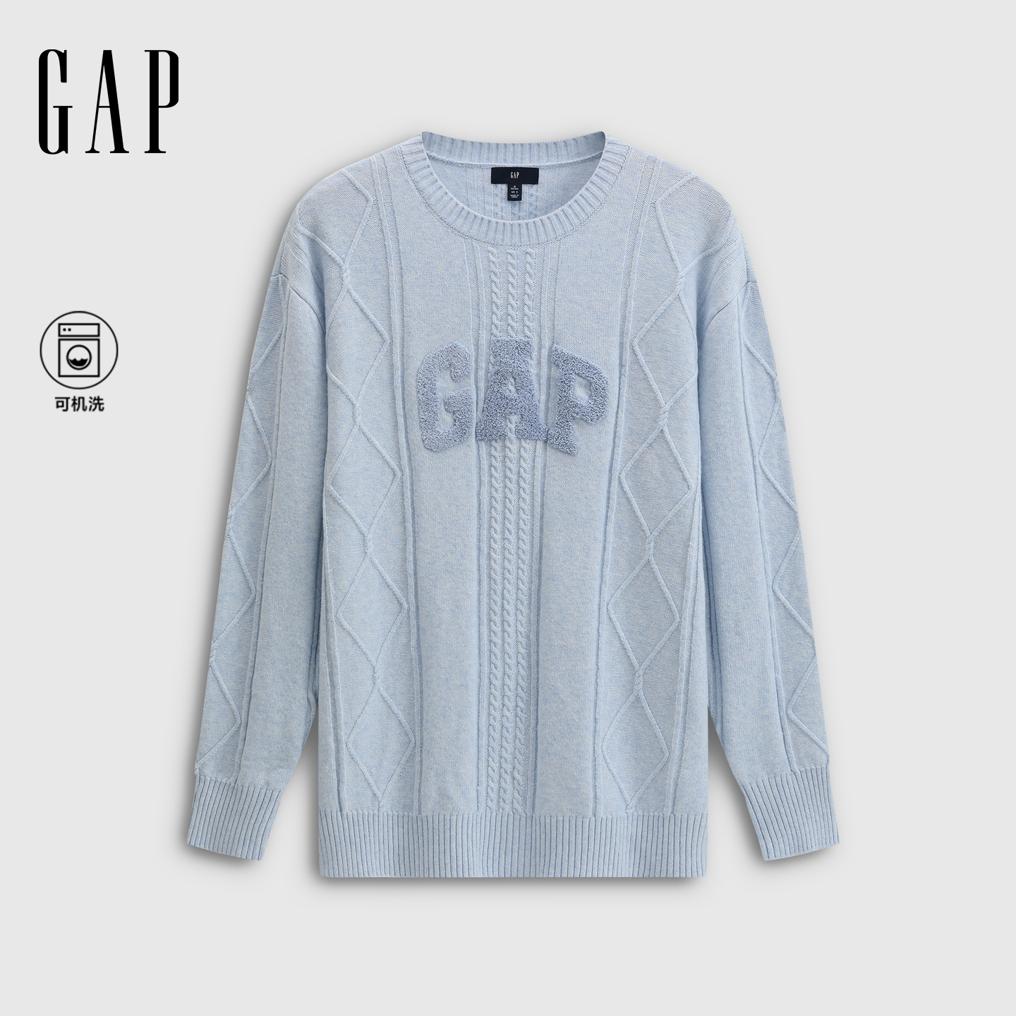 【成毅代言】女装2025秋季新款毛绒logo圆领针织衫休闲上衣793614