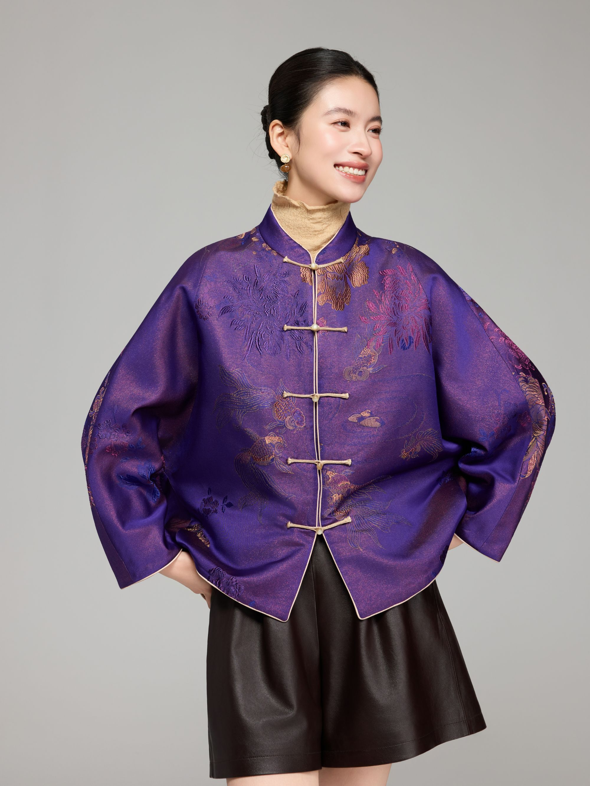 初见十三娘『任东风』新中式国风两面穿桑蚕丝短棉服减龄百搭秋冬款