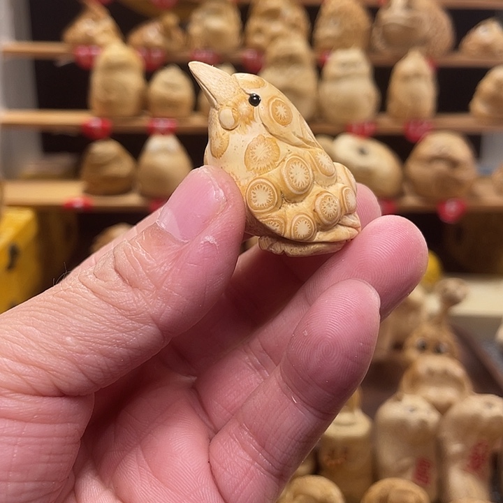 竹竹根雕小鸟手把件