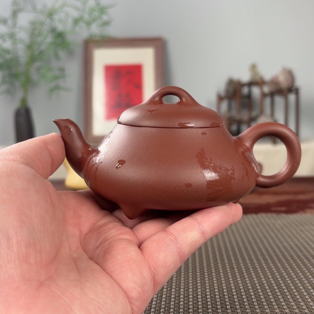 紫砂茶壶上**氷微瑕黄龙山原矿紫砂壶