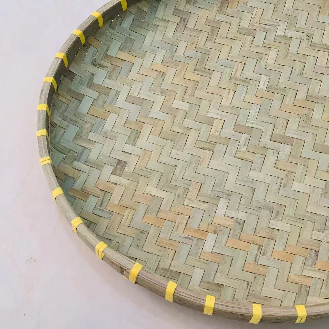 竹编青皮密编簸箕晒筐晾晒盘50cm
