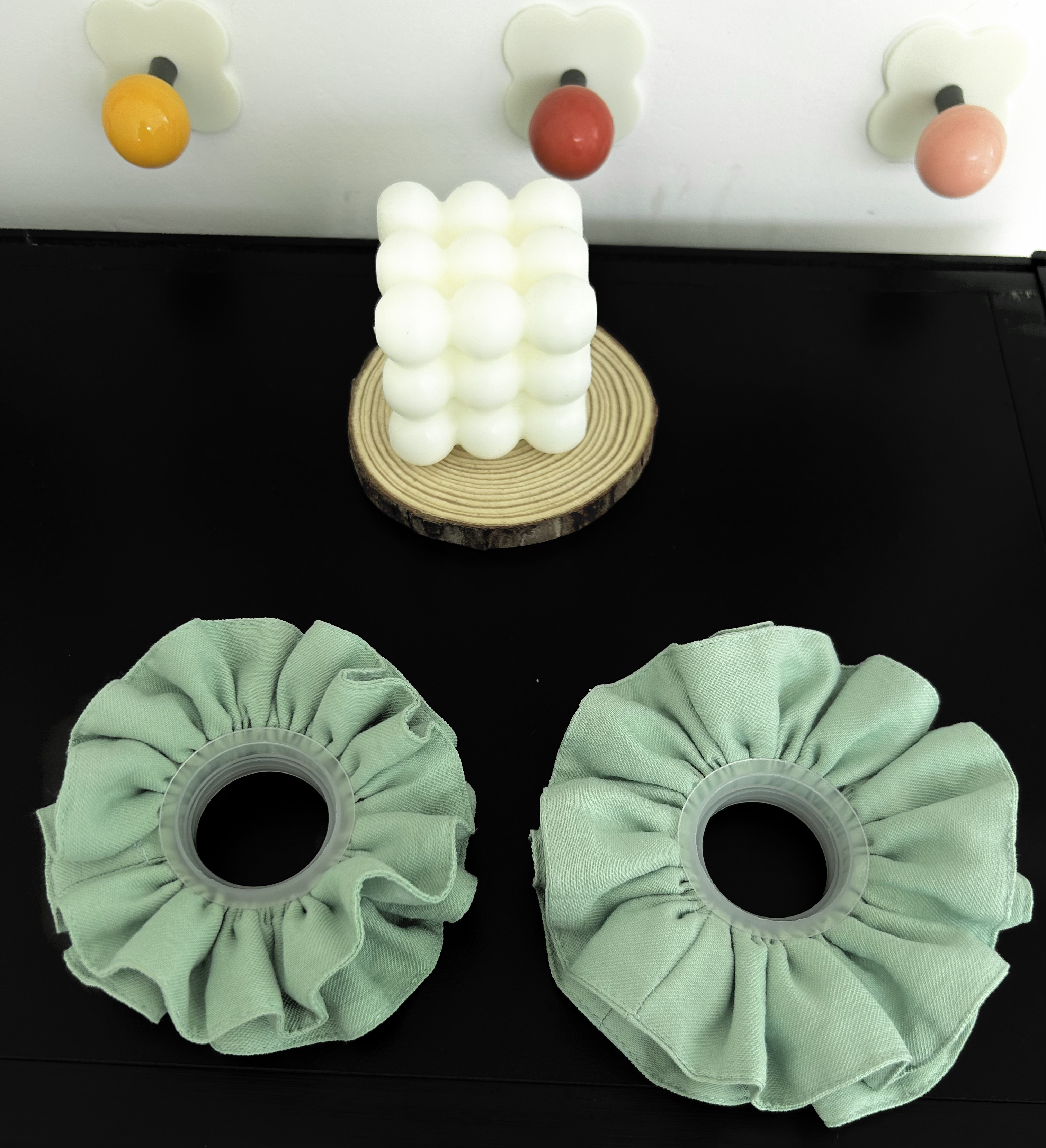 薄荷绿天丝亚麻双层小蛮腰发圈  原创设计 清爽夏日百搭发圈