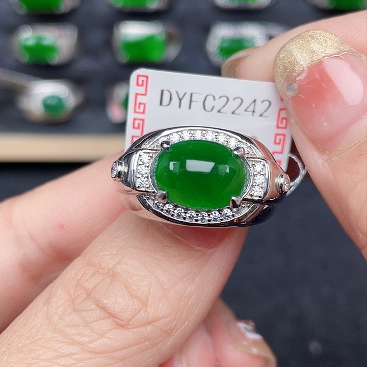 翡翠戒指银S925镶嵌心****?编号2242没运费险