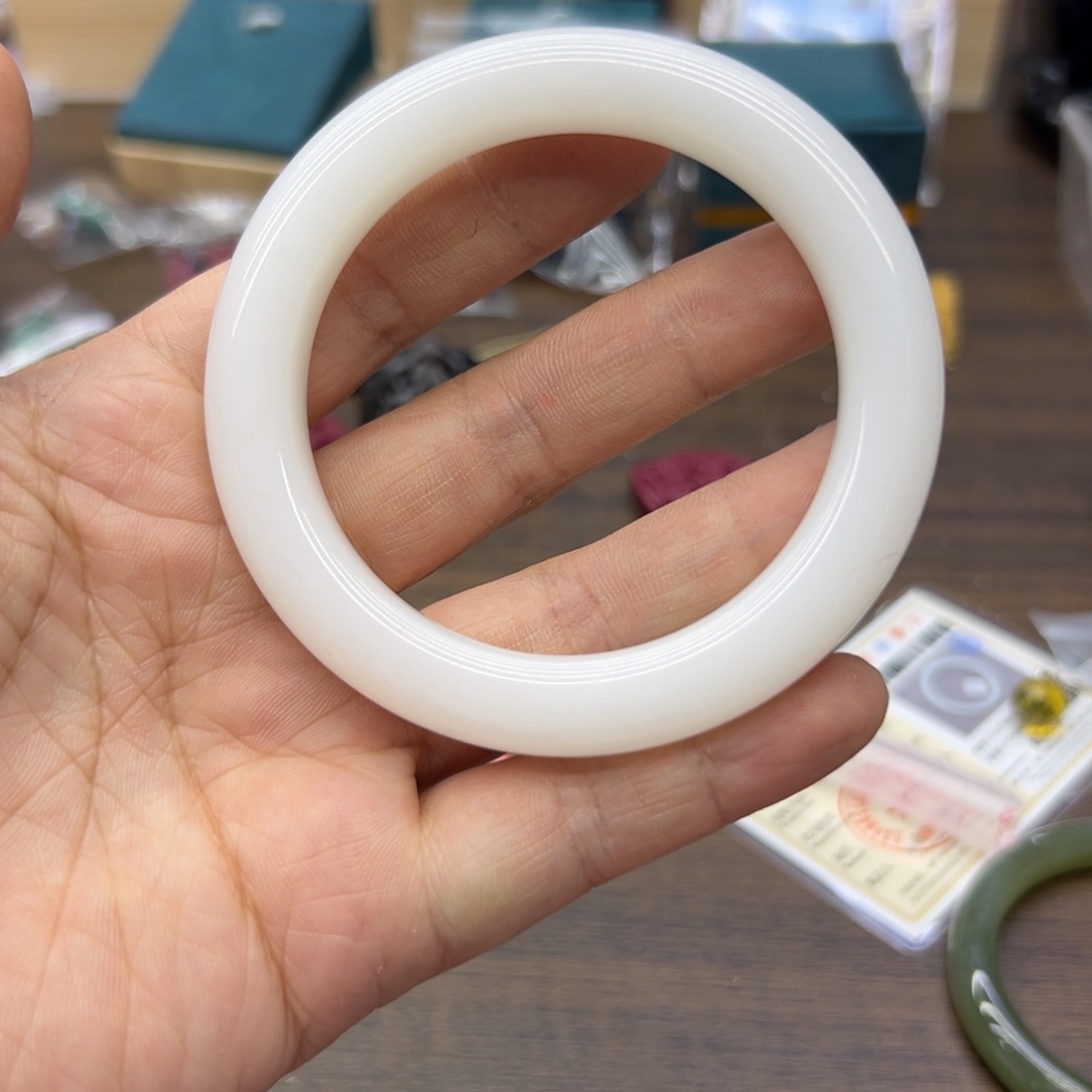 和田玉未镶嵌手镯59圈围764