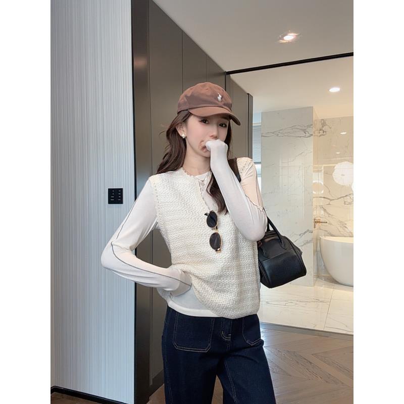 【大静静】“茉莉清晨”时尚显瘦百搭V领无袖羊毛针织马甲