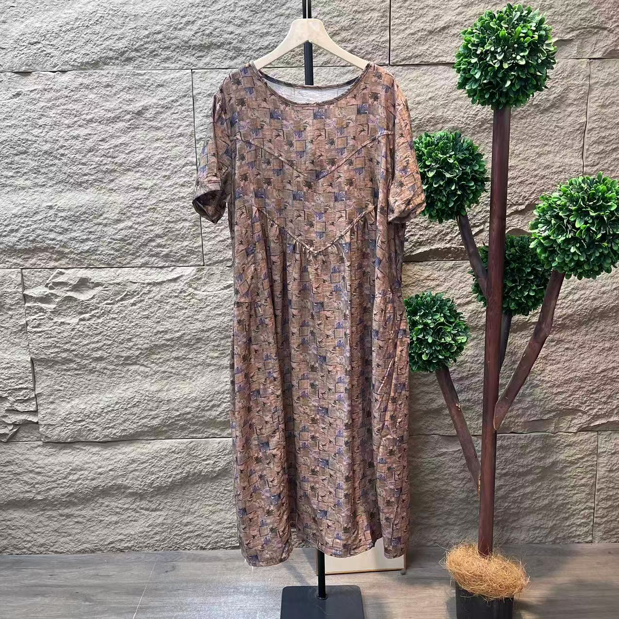 9087新款夏季优雅减龄倒三角清凉碎花连衣裙QZ