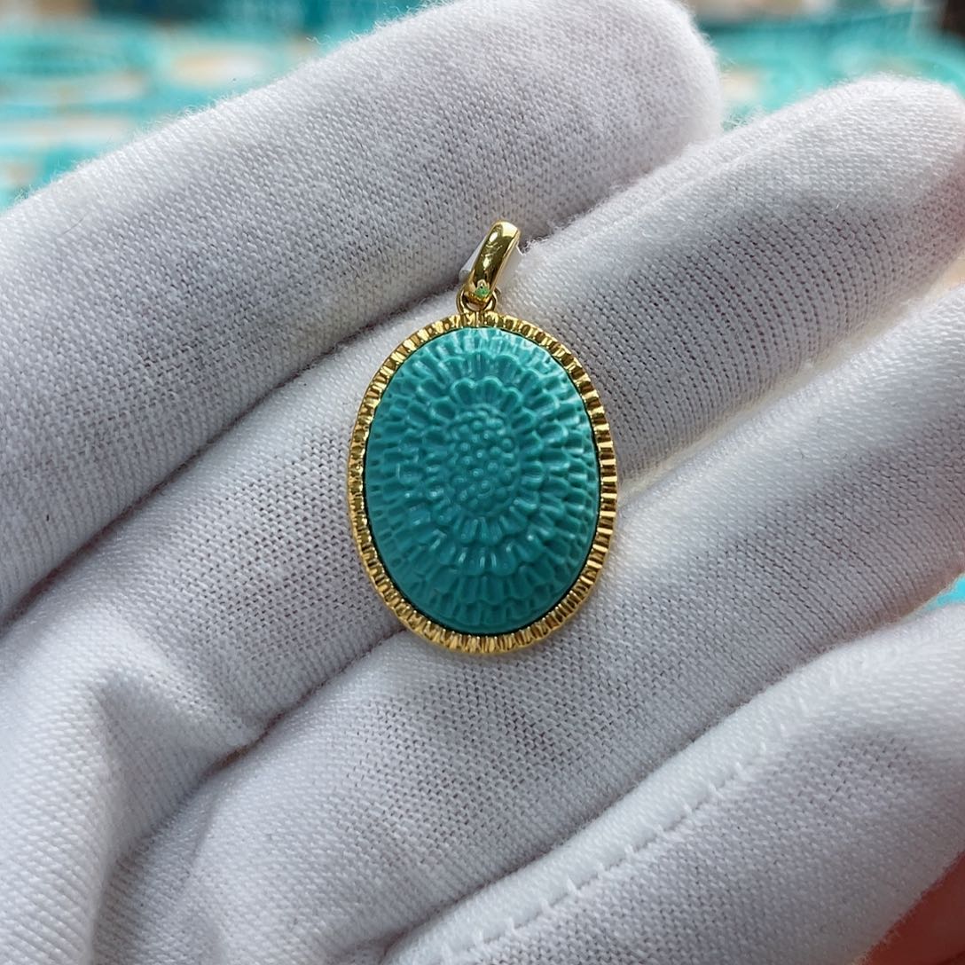 绿松石珠宝奇石18K金镶嵌