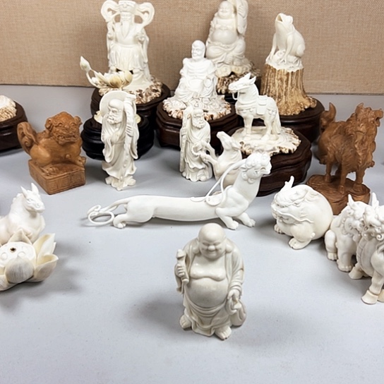 香榧木纯手工制作工艺品鹿角迷乐笑佛