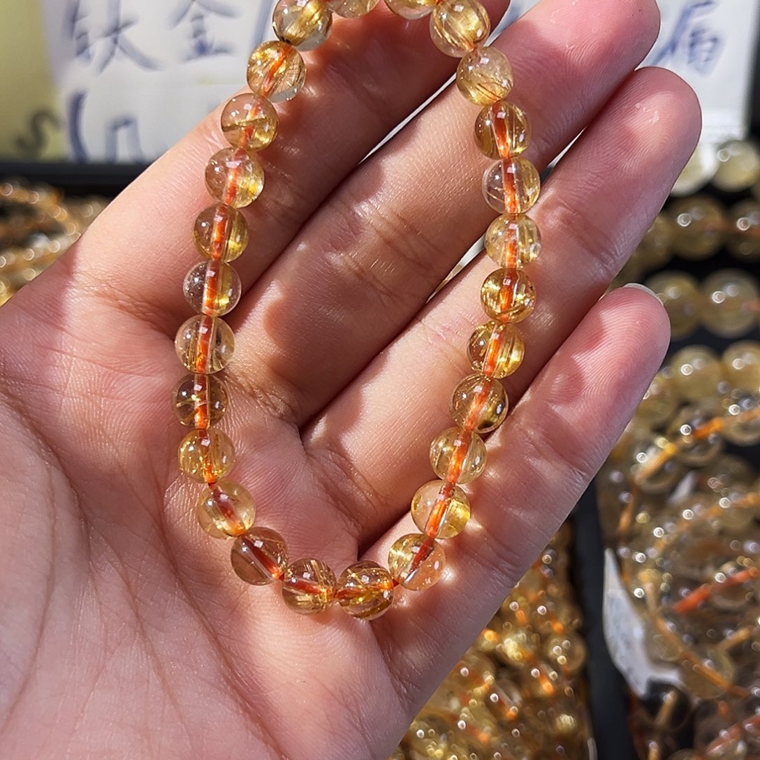 水晶手串未镶嵌天然金钛晶