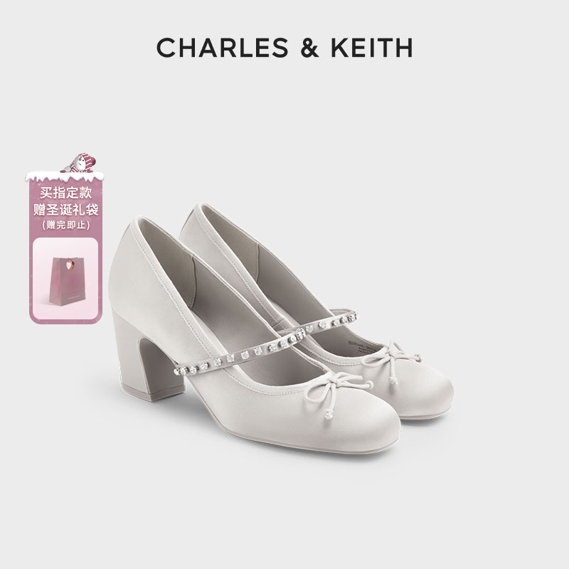 CHARLES & KEITH女鞋阔腿裤必备粗跟玛丽珍鞋高跟鞋CK1-60280448