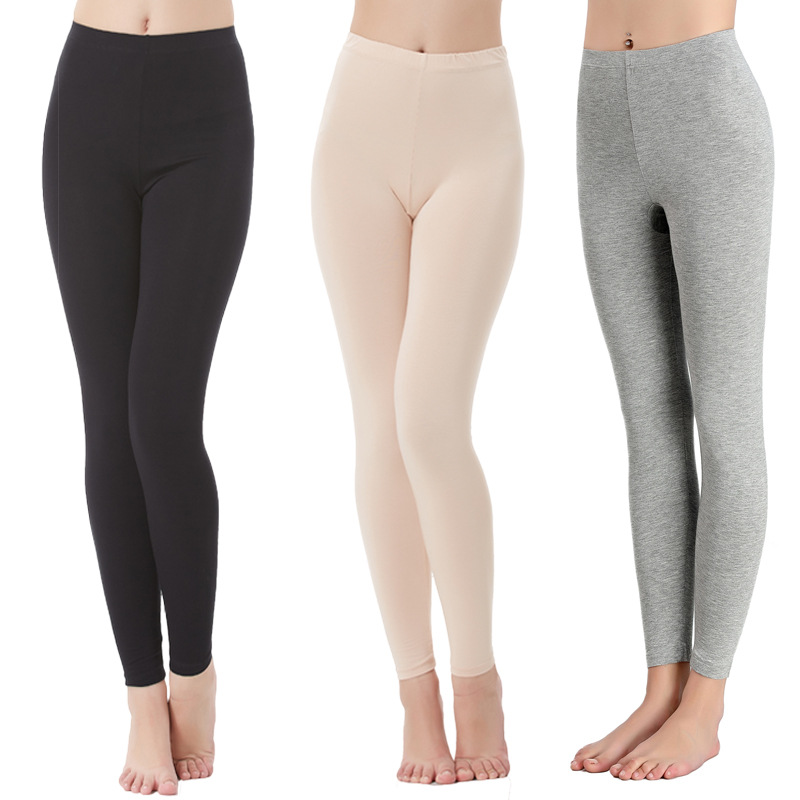 高腰莫代尔打底裤女士薄款线裤修身美体大码内穿衬裤中腰线裤长裤