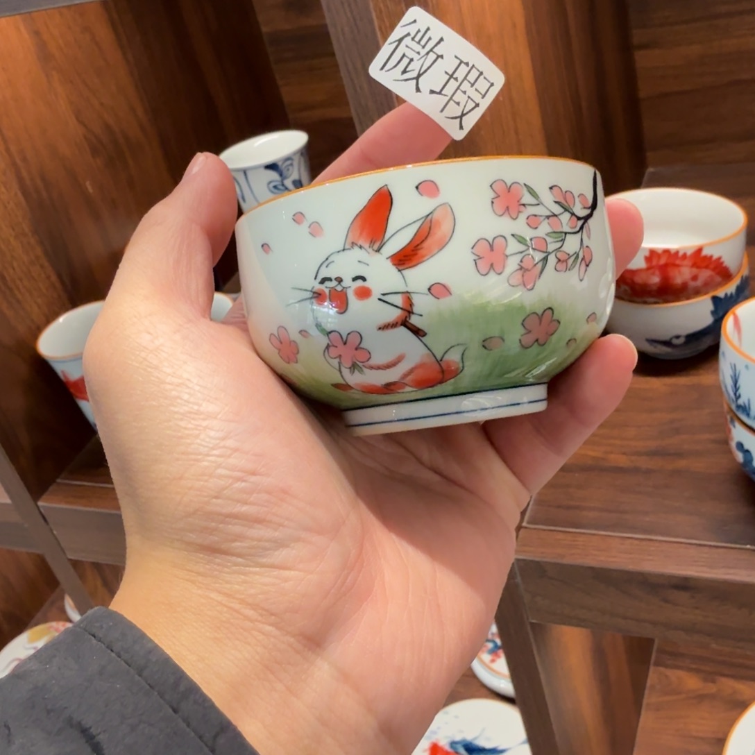 釉下手绘茶具微瑕