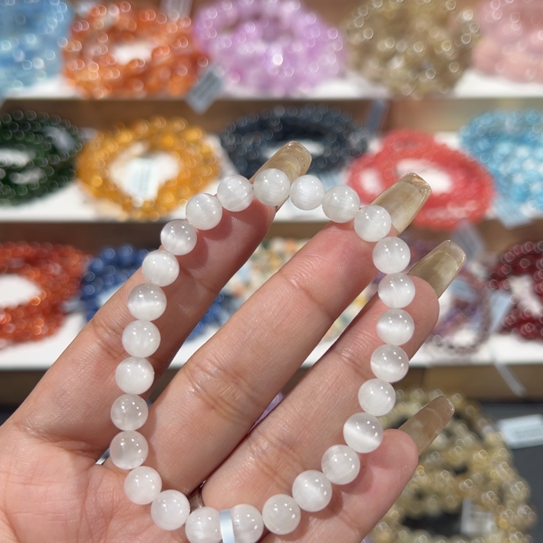 手串未镶嵌水晶天花板猫眼白兔毛7.3mm