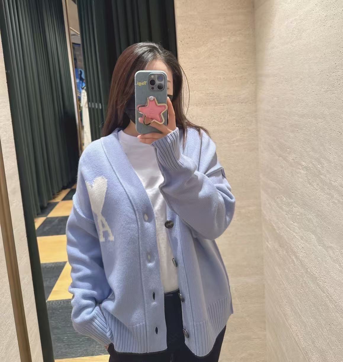 未使用 AMIPARIS 1 胸口大爱心字母开衫 男女同款 UKC006