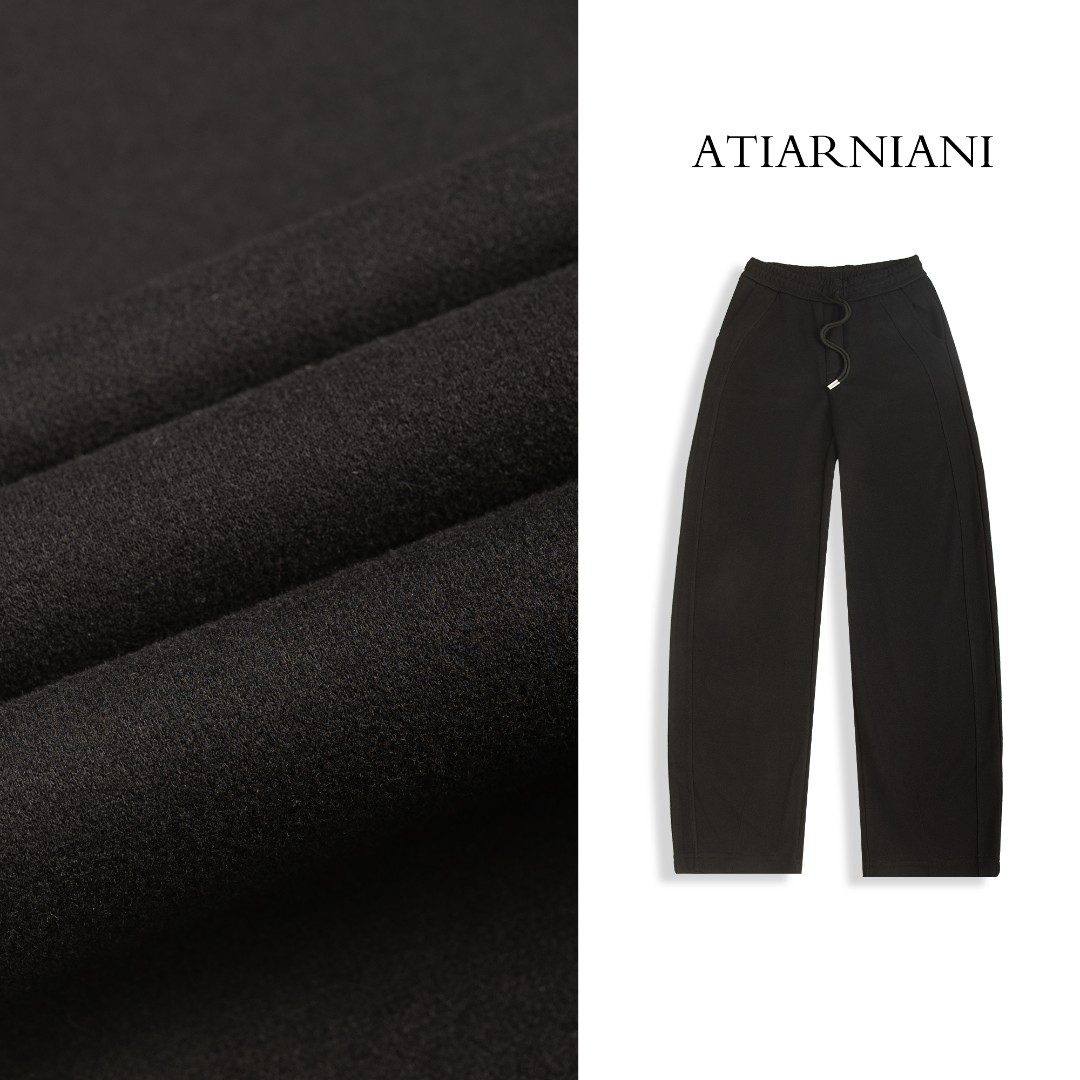 ATIARNIANI奢品牛仔醋酯羊毛弯刀-秋冬加绒慵懒宽松版休闲裤时尚