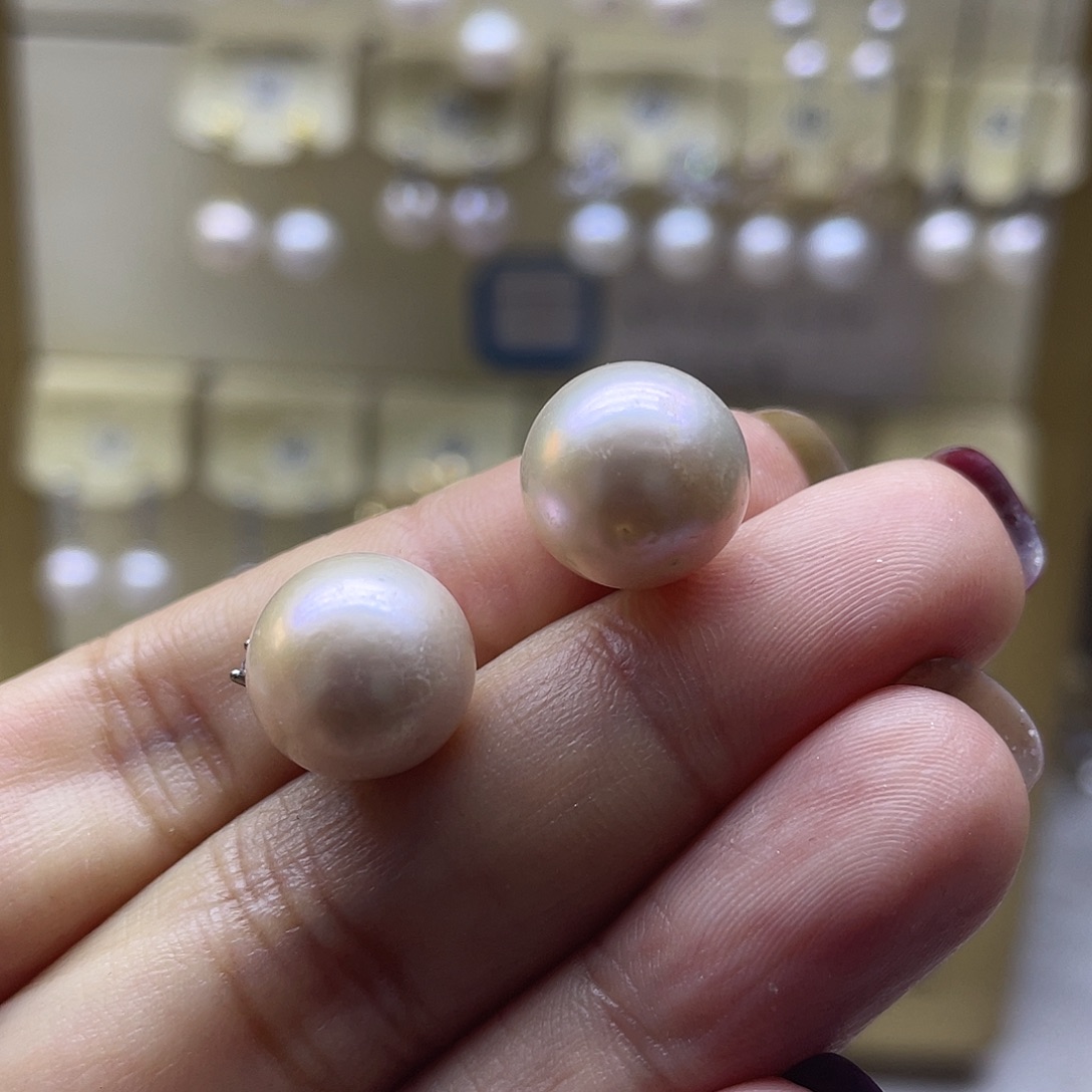 银S925镶嵌淡水珍珠耳饰