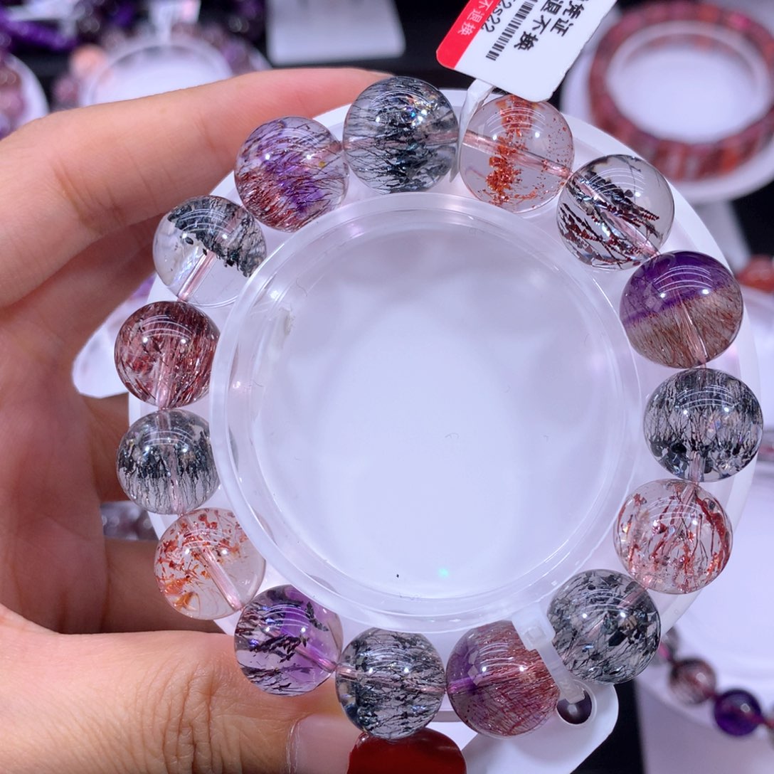 水晶手链未镶嵌超七稀有色13.3mm