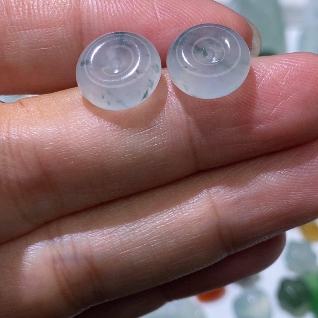 定制翡翠未镶嵌缅甸翡翠平安扣一对