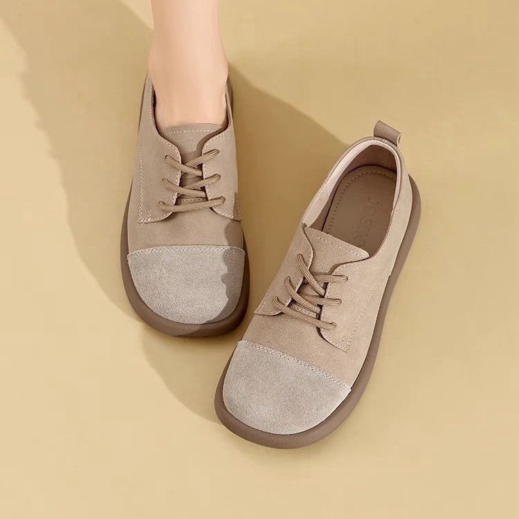 0603美拉德学院风厚底小皮鞋女轻便套脚单鞋头层猪皮内里橡胶大底