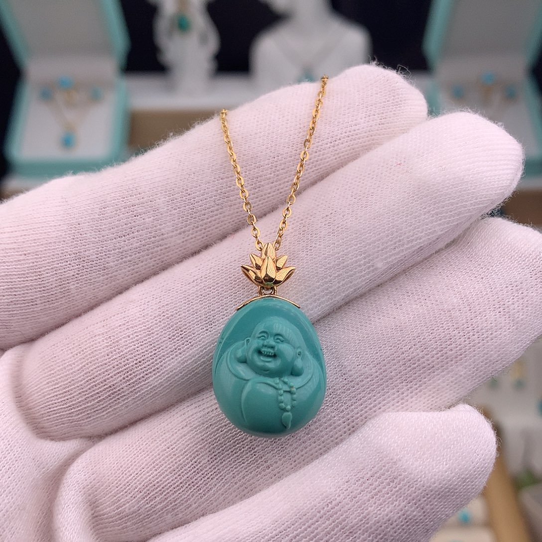 绿松石18K金镶嵌吊坠(赠链)