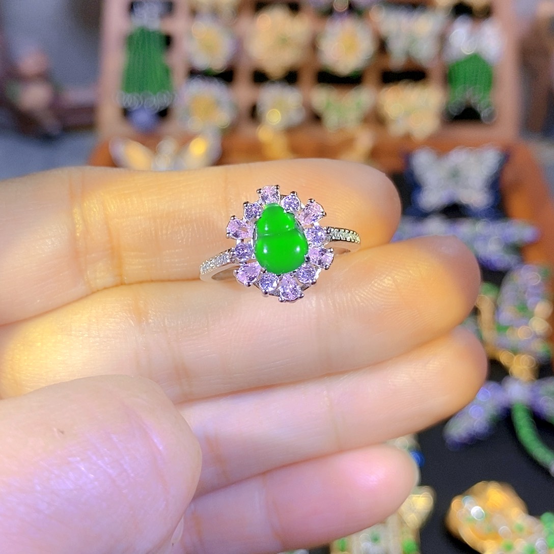 吊坠(不含链)银S925镶嵌翡翠