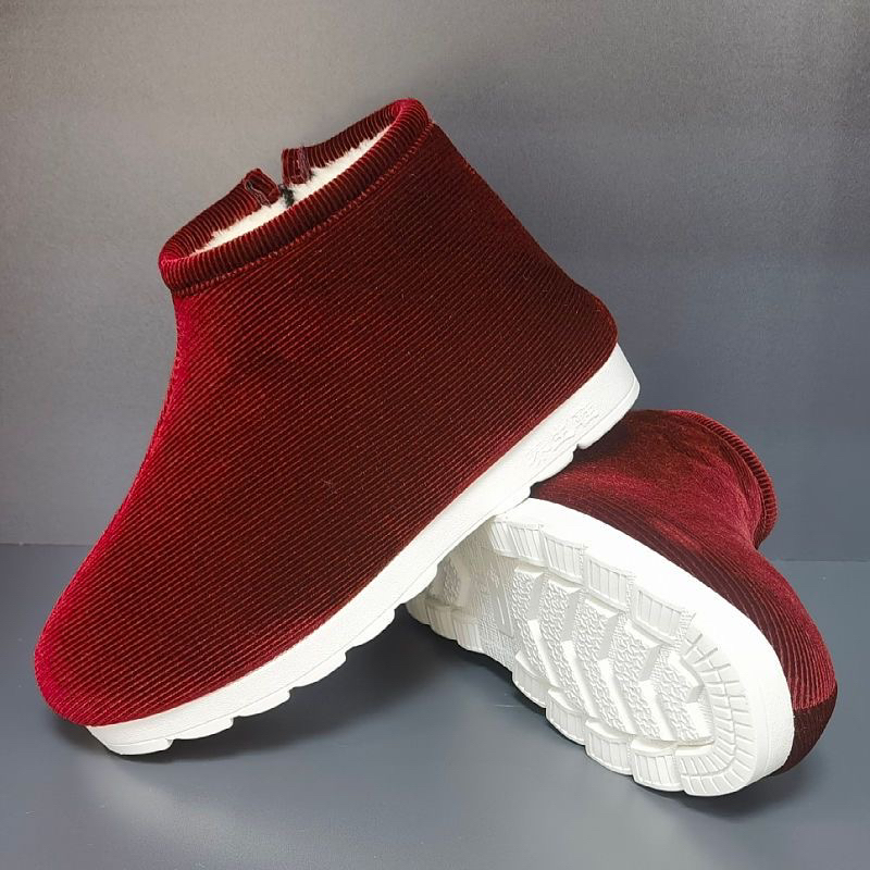 居家室外两穿防滑耐磨轻便厚底加绒加厚保暖手工棉鞋