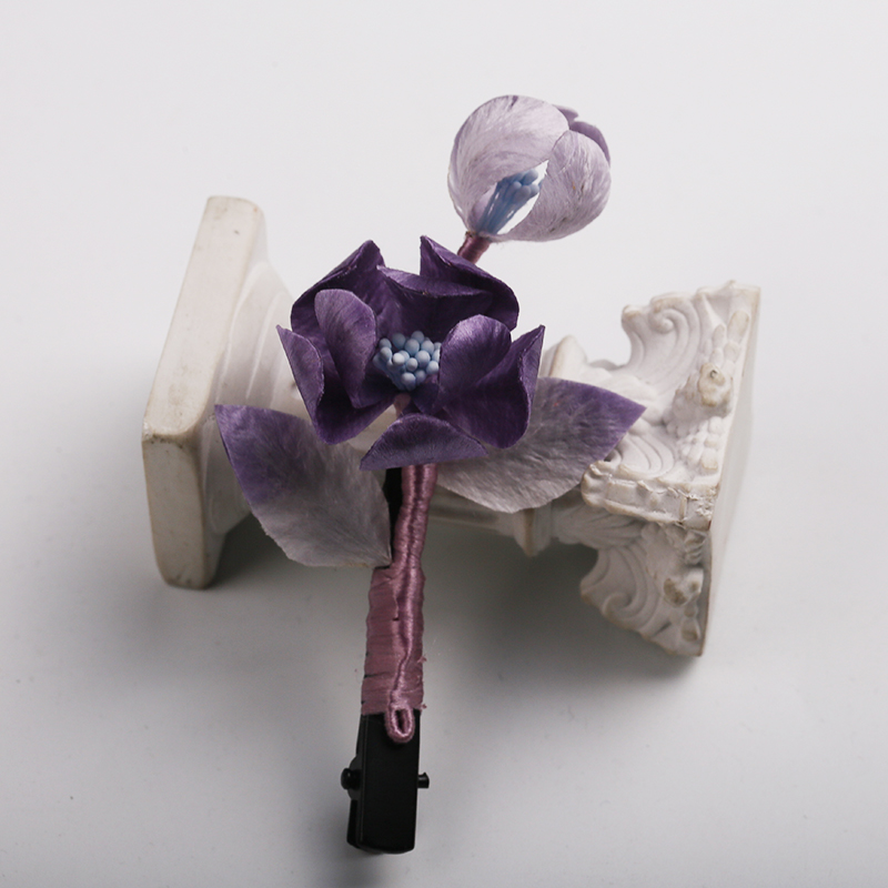 古阁 3223掐丝绒花发发钗发夹复古古装头饰 联客服加主体