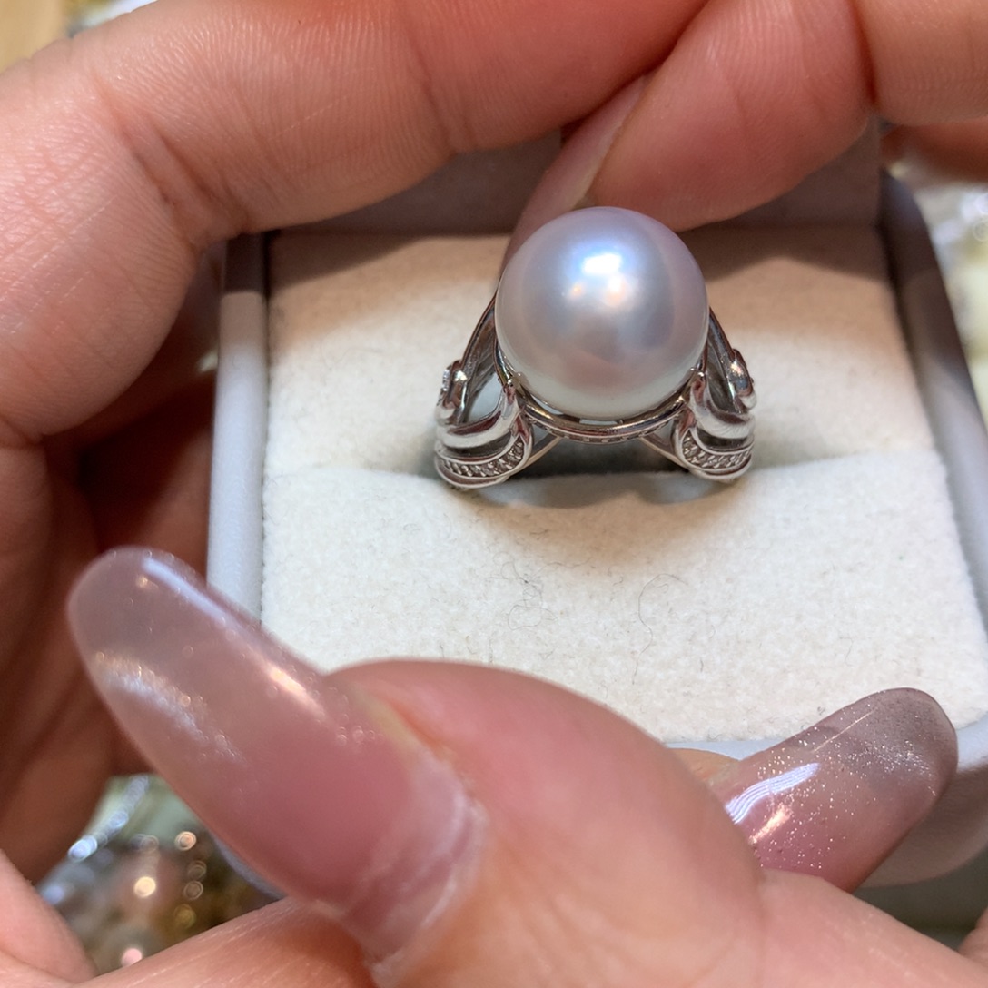 海水珍珠戒指银S925镶嵌