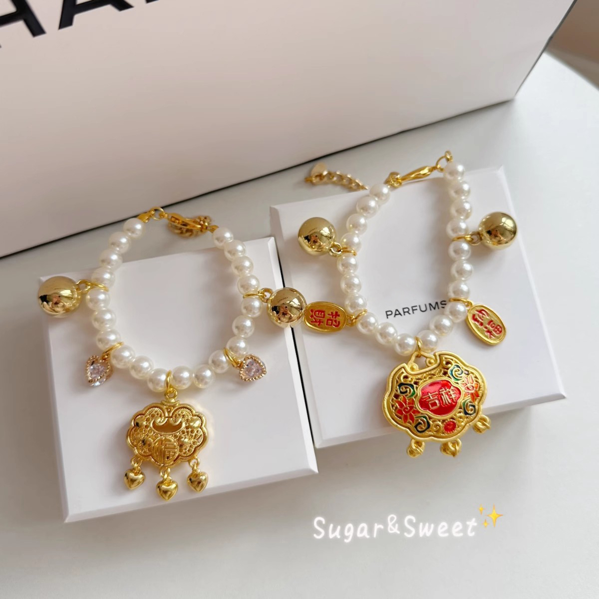 宠物长命锁猫咪项圈饰品狗狗金锁项链可调节珍珠铃铛比熊泰迪布偶