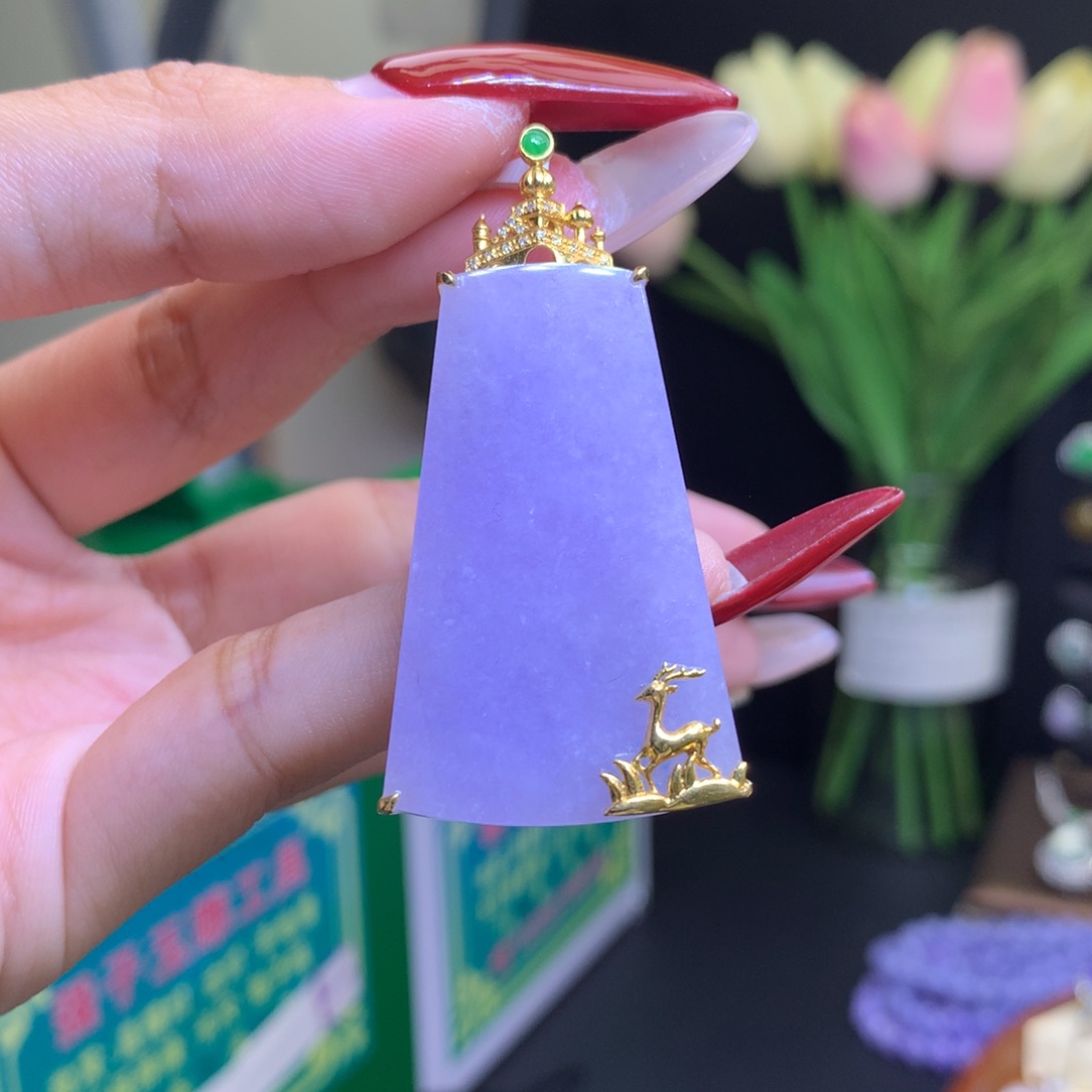 翡翠颈饰18K金镶嵌天然