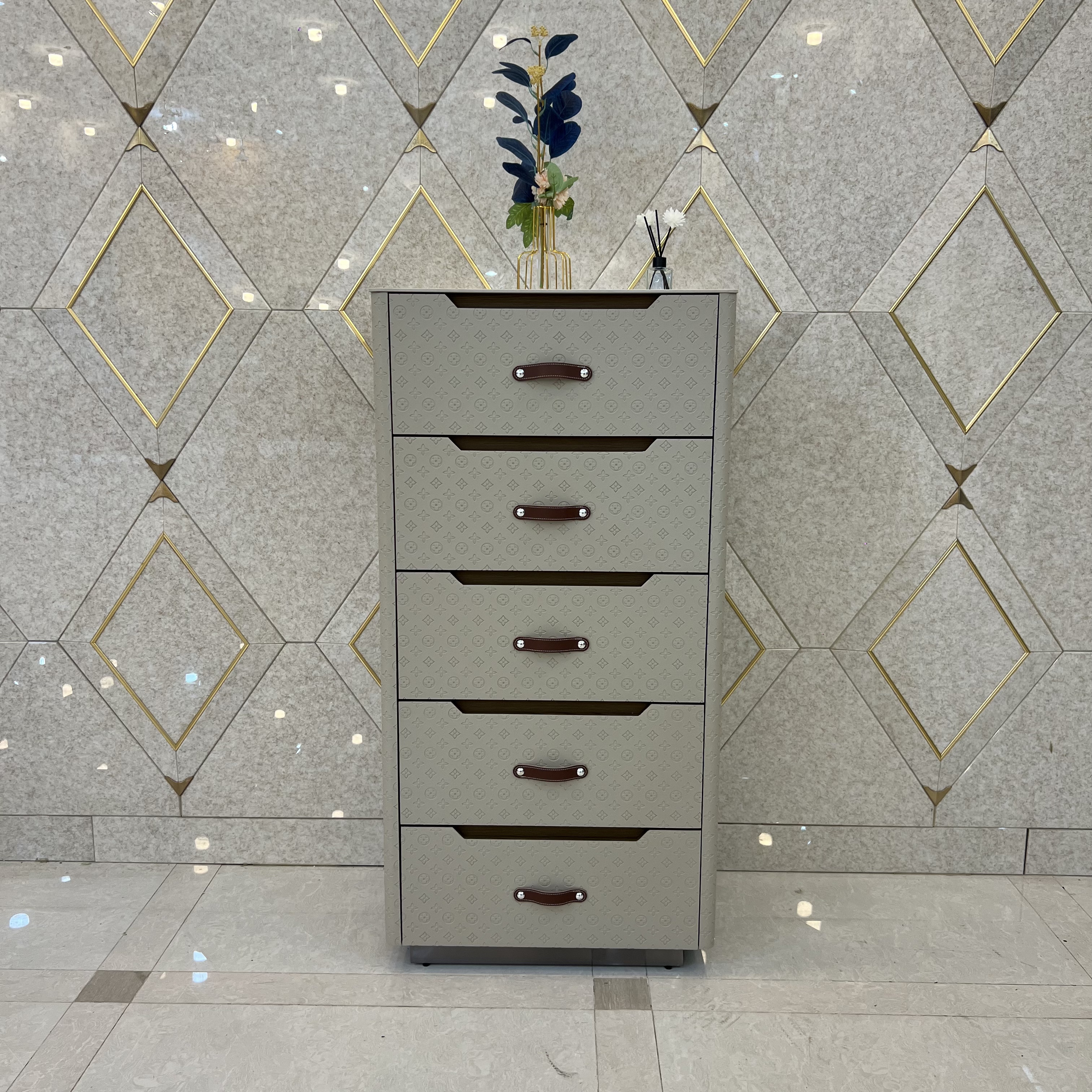 中古风现代简约马鞍皮压花带抽屉斗柜储物柜床尾柜餐边柜斗柜岩板