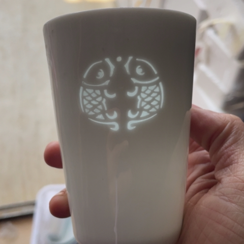 碟景德镇陶瓷玲珑可乐杯