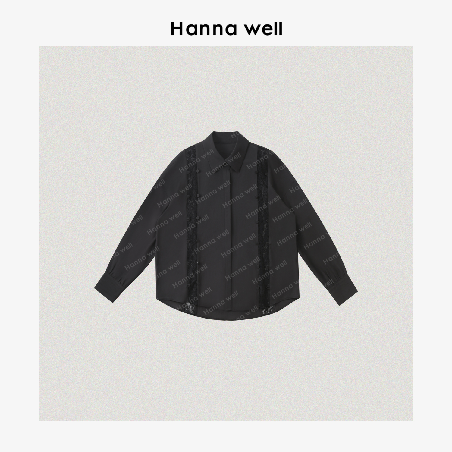 妞姐自制 “黑玫瑰”25春夏 高级气质小心机蕾丝拼接衬衫CS5A0113.