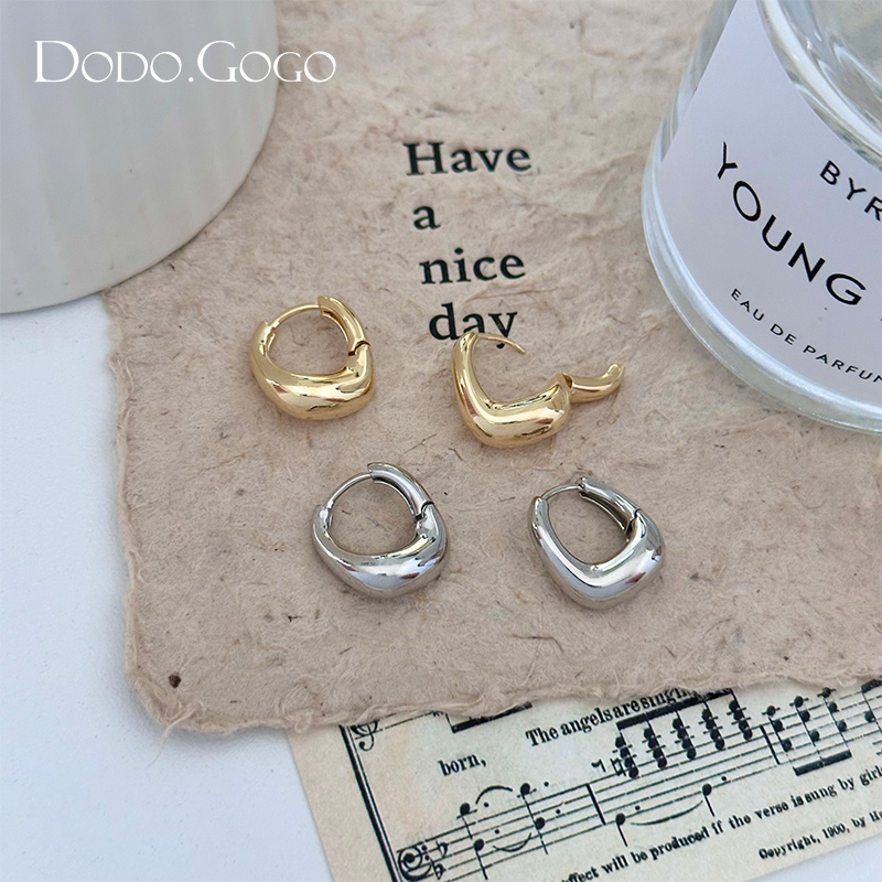 DODOGOGO 合金耳饰 简约光面耳扣百搭复古小众ins气质设计感耳环