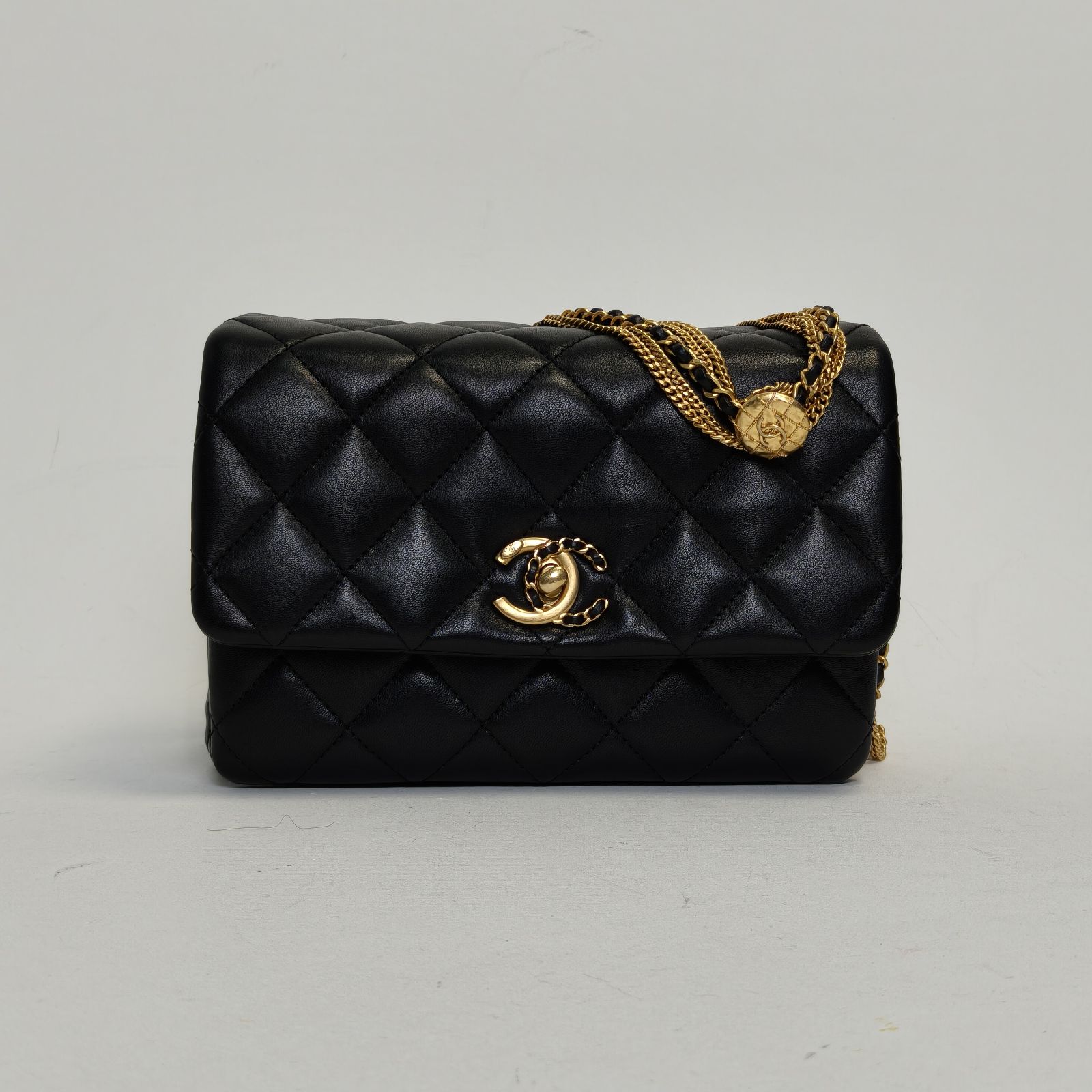 99新 Chanel/香奈儿 【双攀】22A 口盖风琴包 21cm 芯片开 