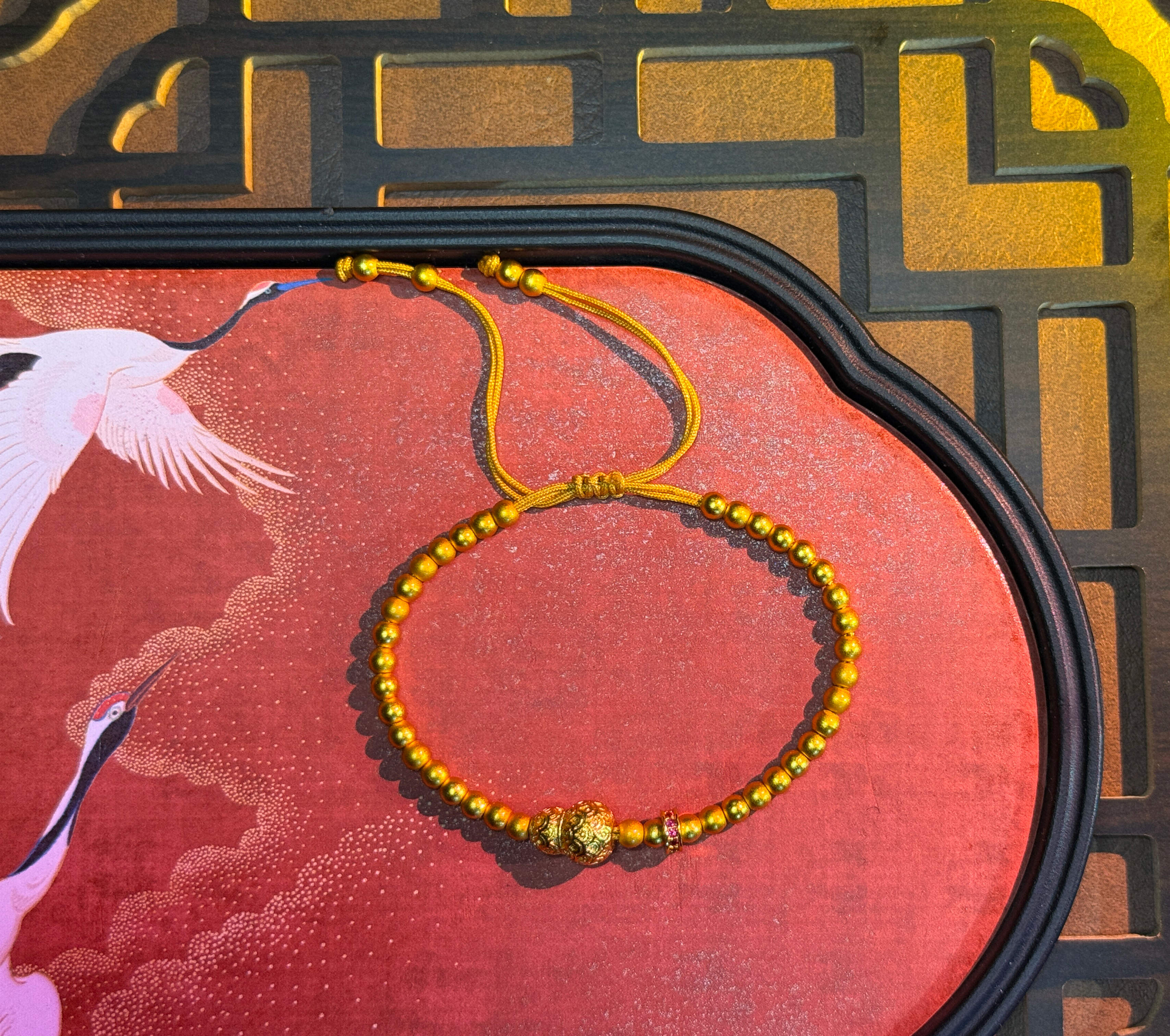 铜合金珐琅手链 复古轻奢金葫芦手链复古手绳手串时尚古法编织