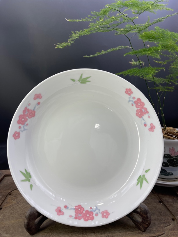 醴陵釉下五彩手绘8寸毛瓷梅花深盘高温家用好瓷微瑕