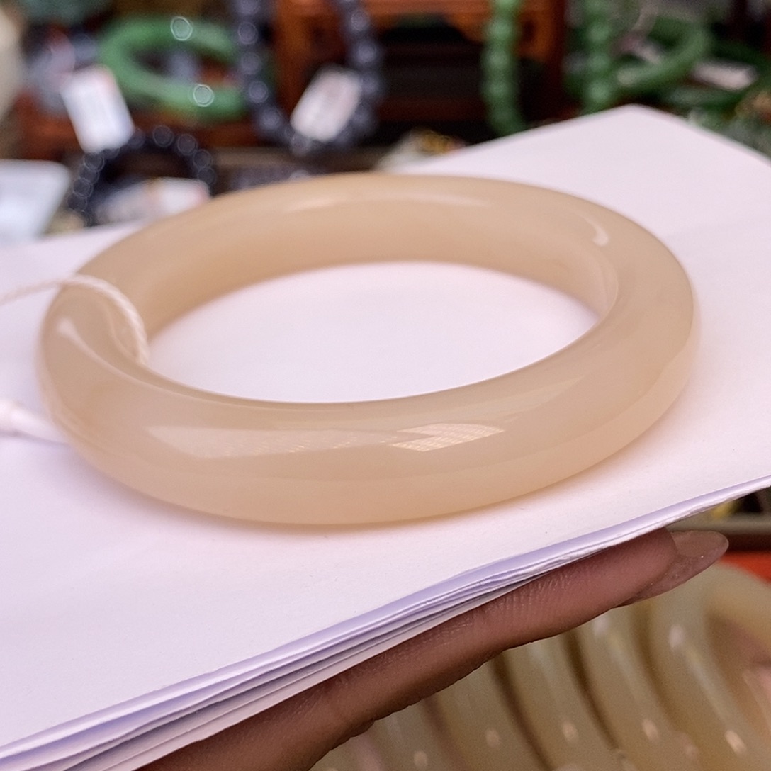 和田玉藕粉老料红粉收藏手镯59圈未镶嵌