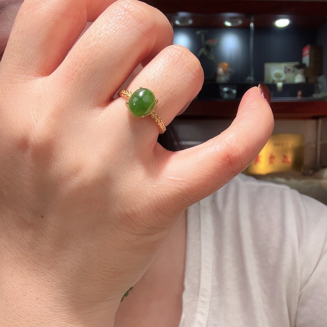 和田玉（碧玉）银S925镶嵌戒指