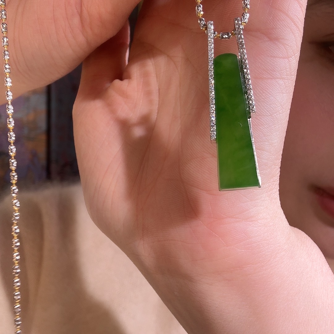 和田玉银S925镶嵌吊坠(不含链)