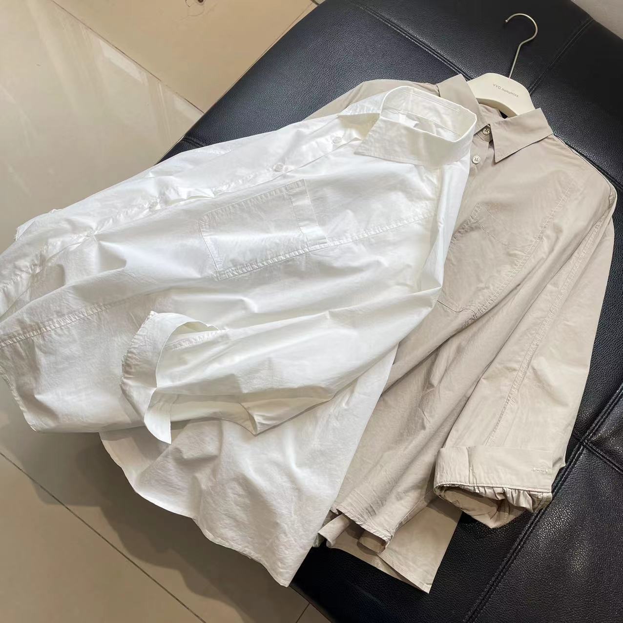 CS207春装新款翻领长袖宽松休闲全棉水洗做旧多片拼接衬衫女士