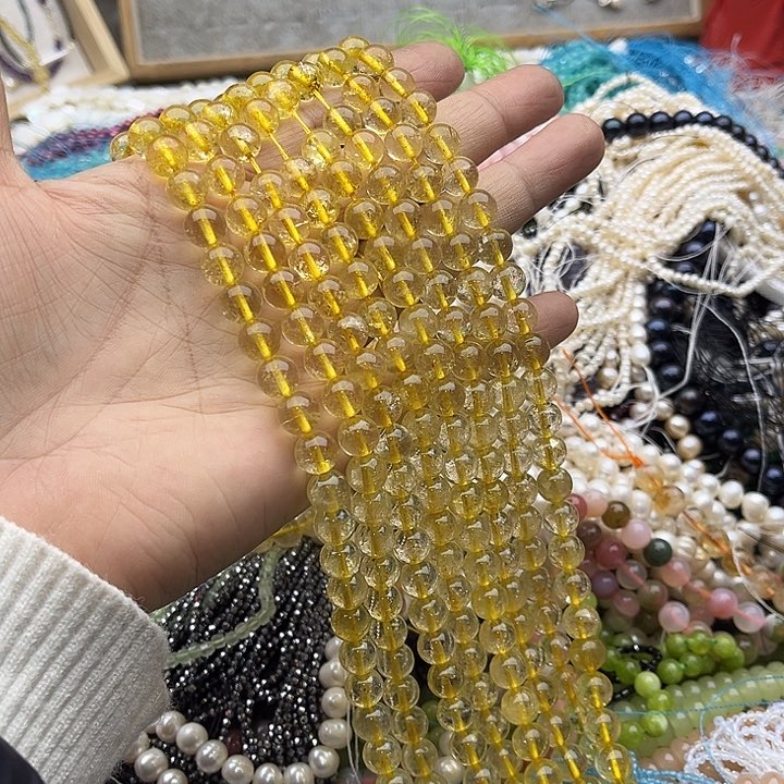 玛瑙/玉髓珠宝半成品未镶嵌一条8mm金发晶