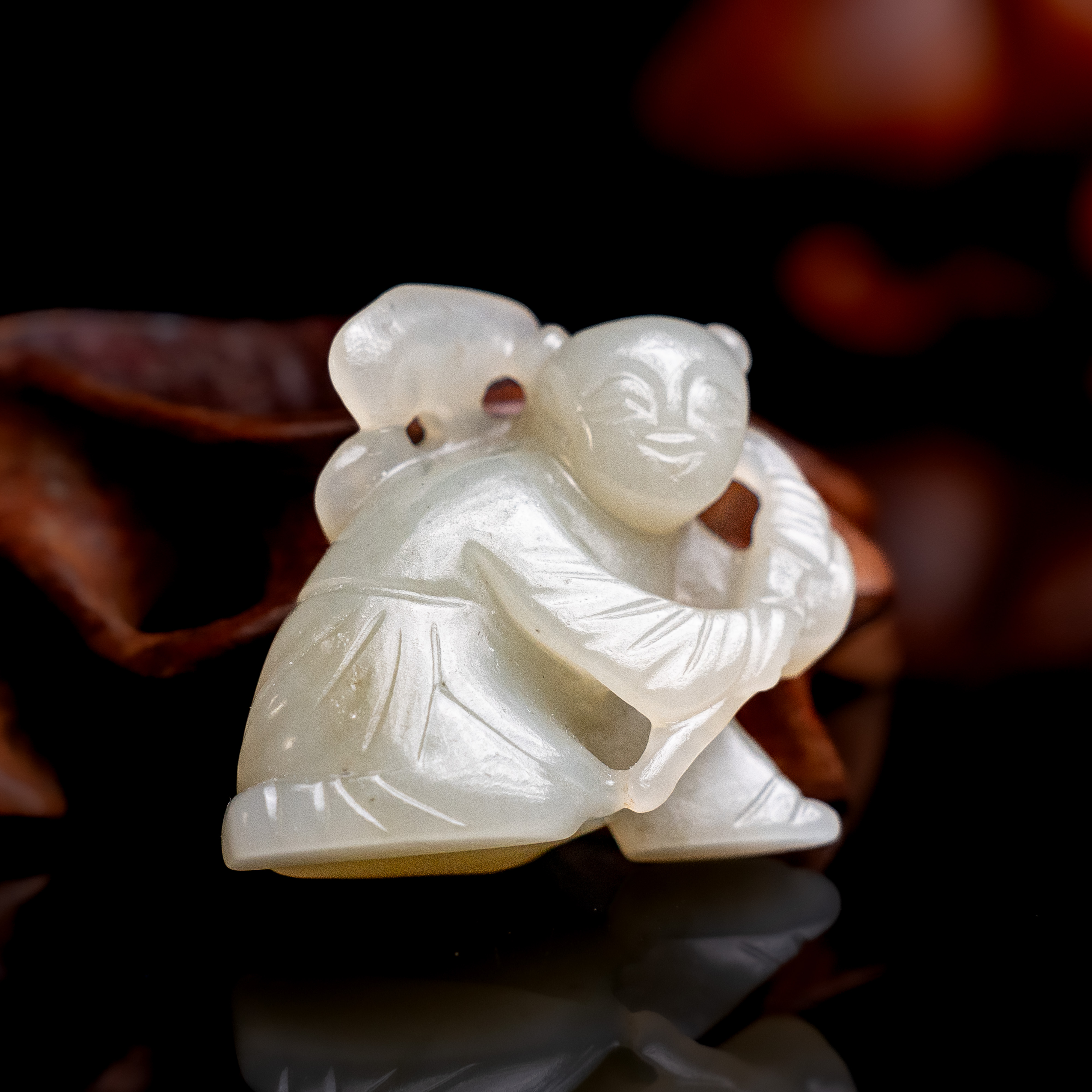 清代和田玉童子挂坠