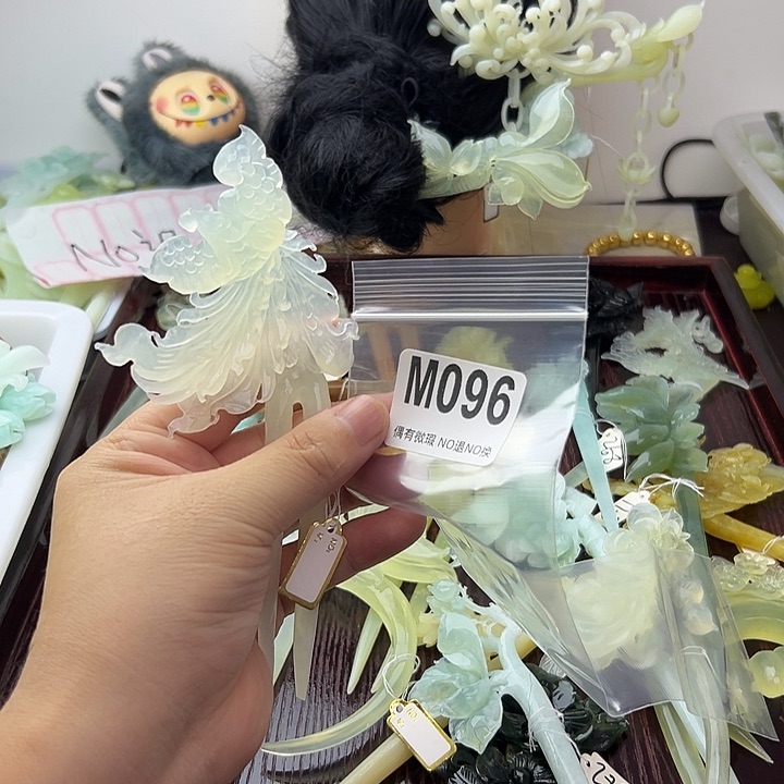 合金蛇纹石玉发饰尛*妈