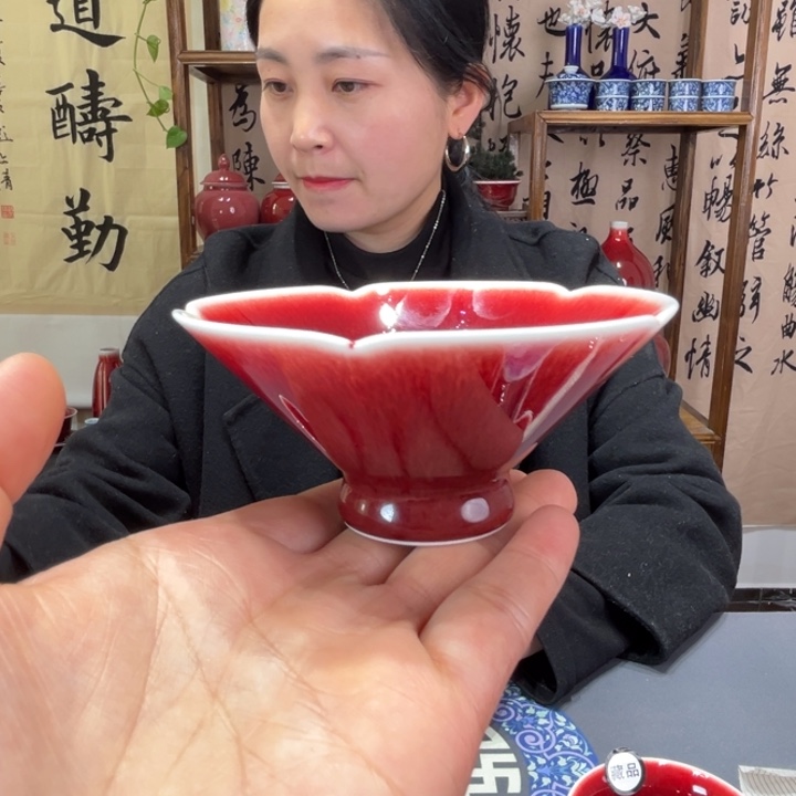 景德镇陶瓷花口斗笠杯全品