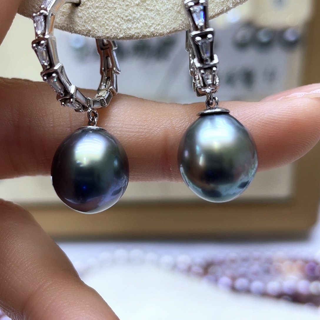 海水珍珠耳饰银S925镶嵌