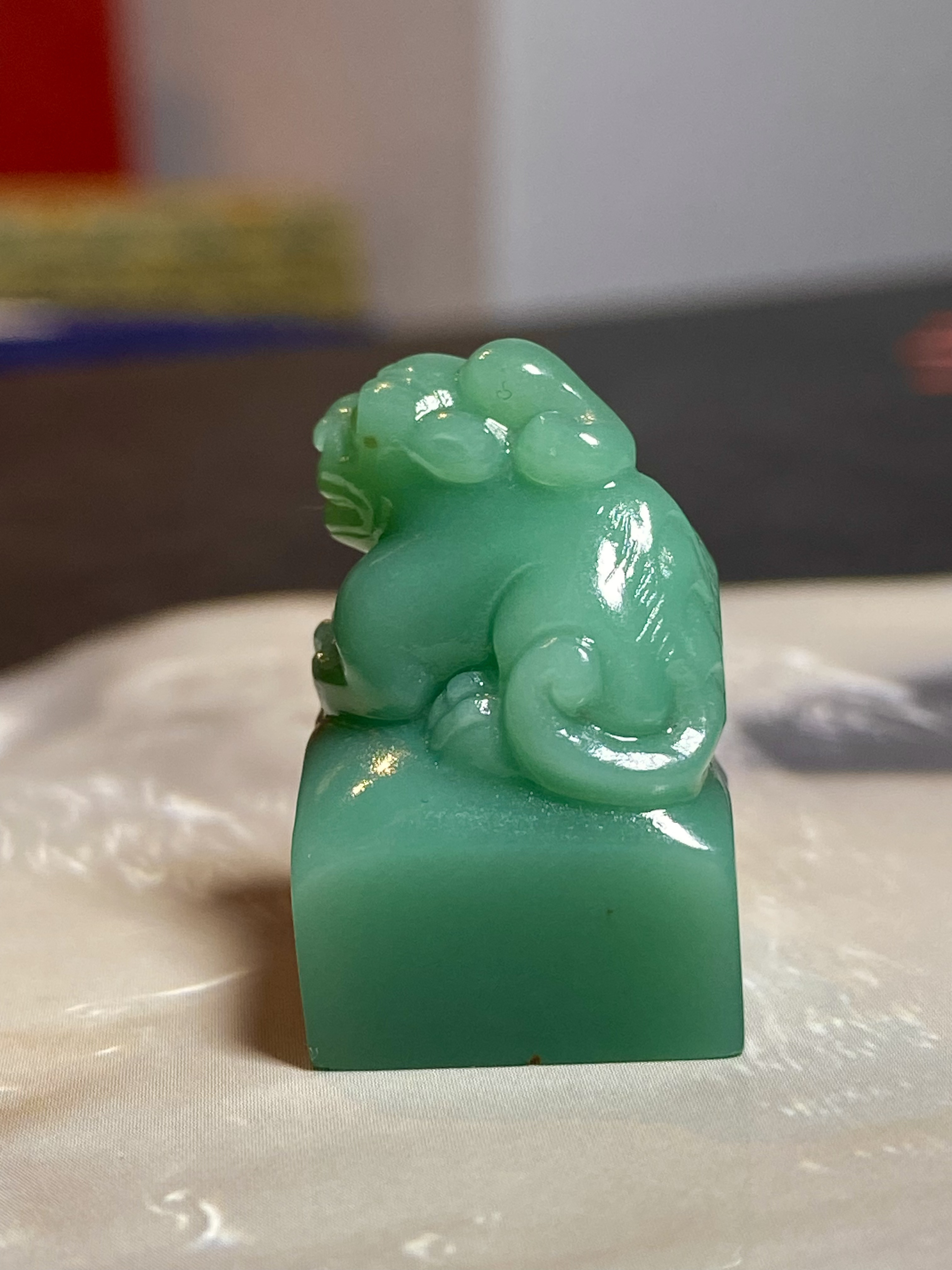 精品雅安绿小印章 尺寸1.5×1.5×2.4cm