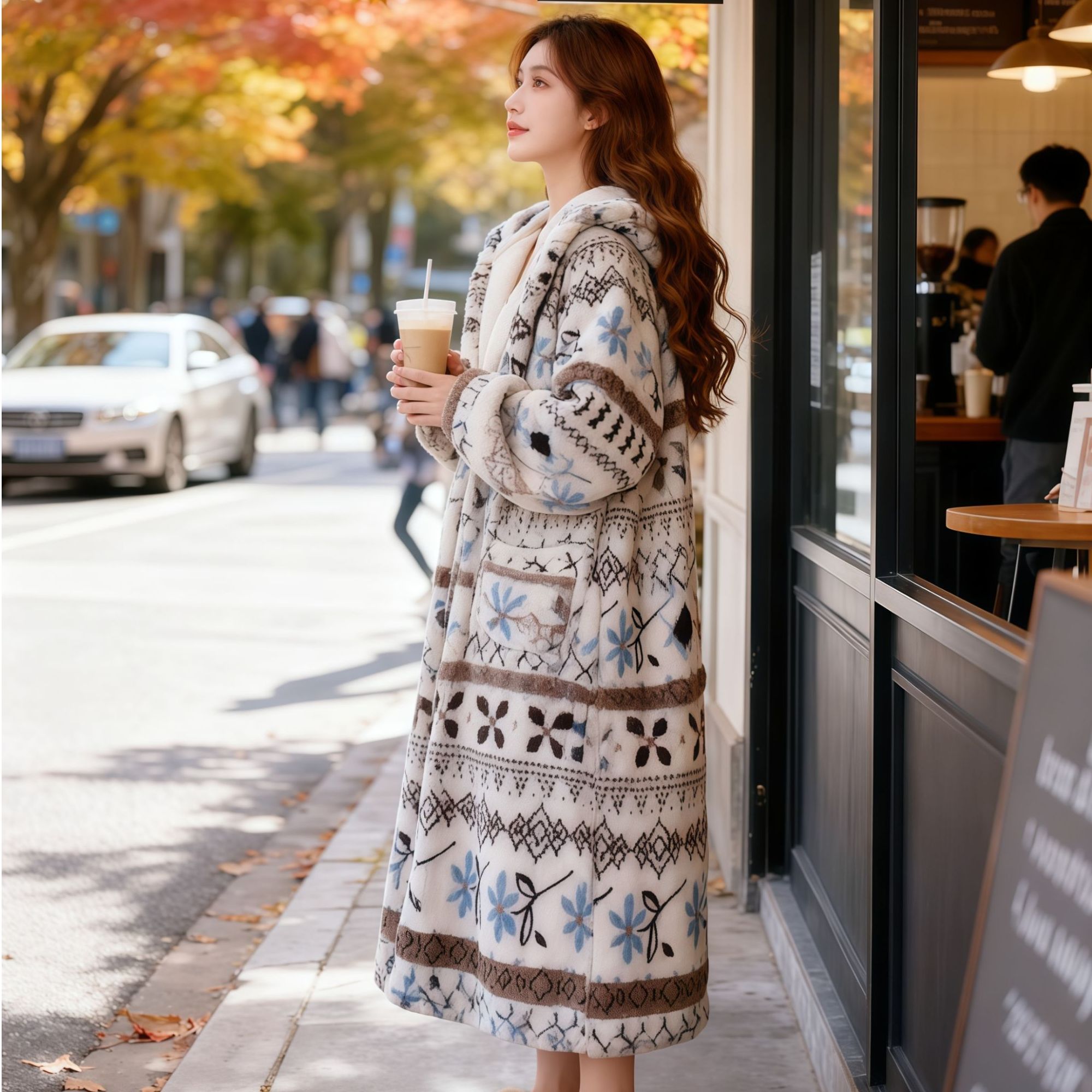 新款！【双层冰川雪人】睡袍冬季女装双层加绒加厚蓄温家居服可外穿