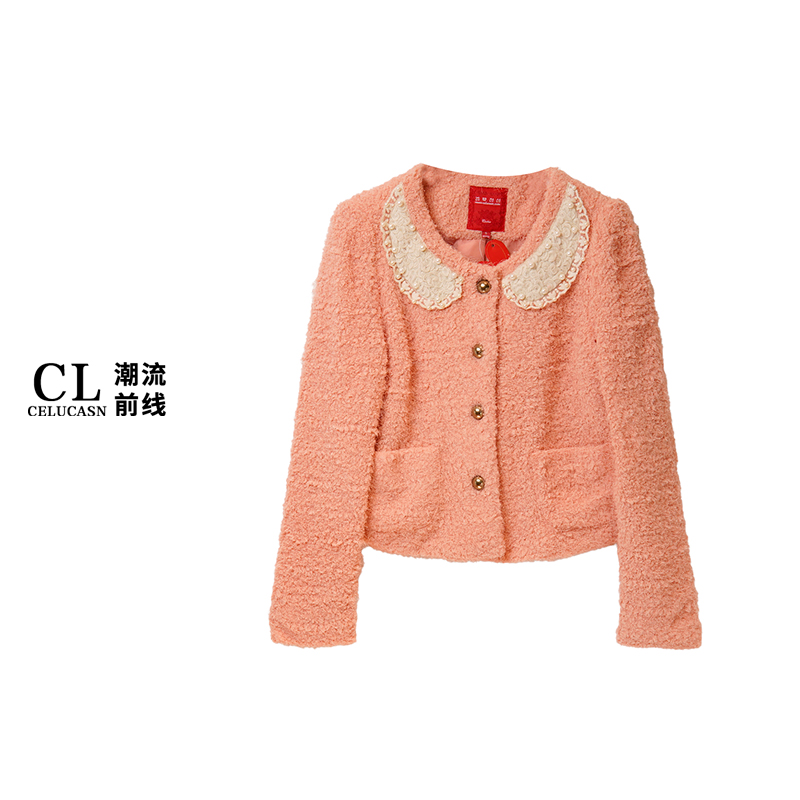 EAQF8754#秋冬款女装法式名媛气质淑女娃娃领外套上衣