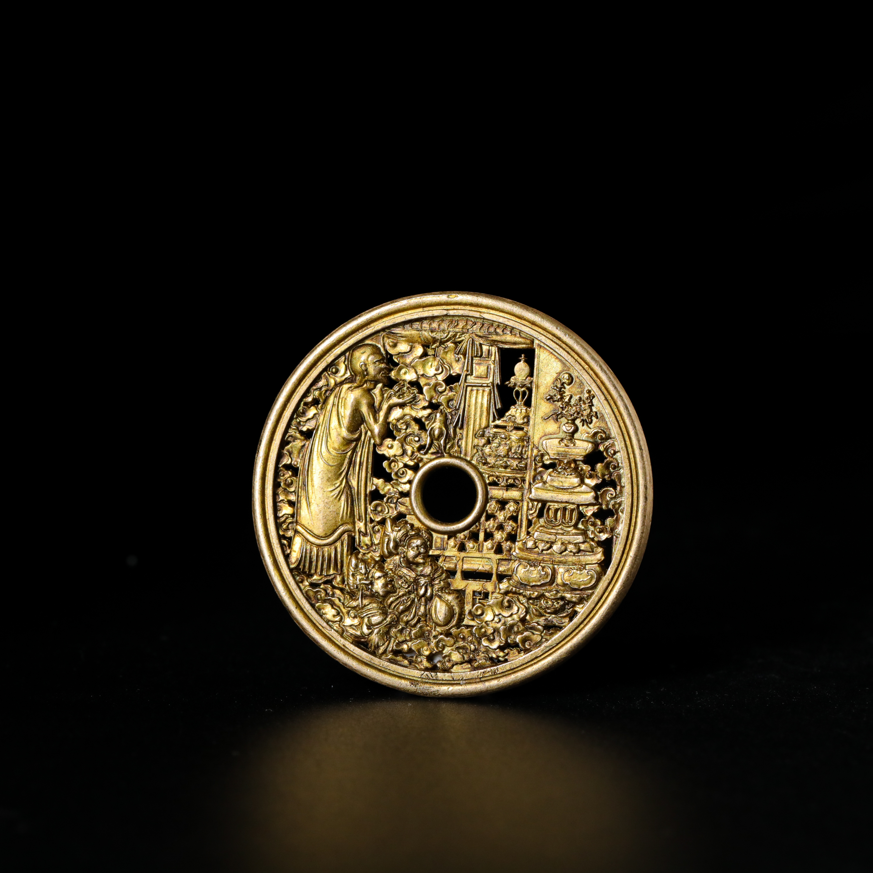 十六罗汉阿代多尊z花钱直径50mm厚3mm左右33克左右 52241224-04